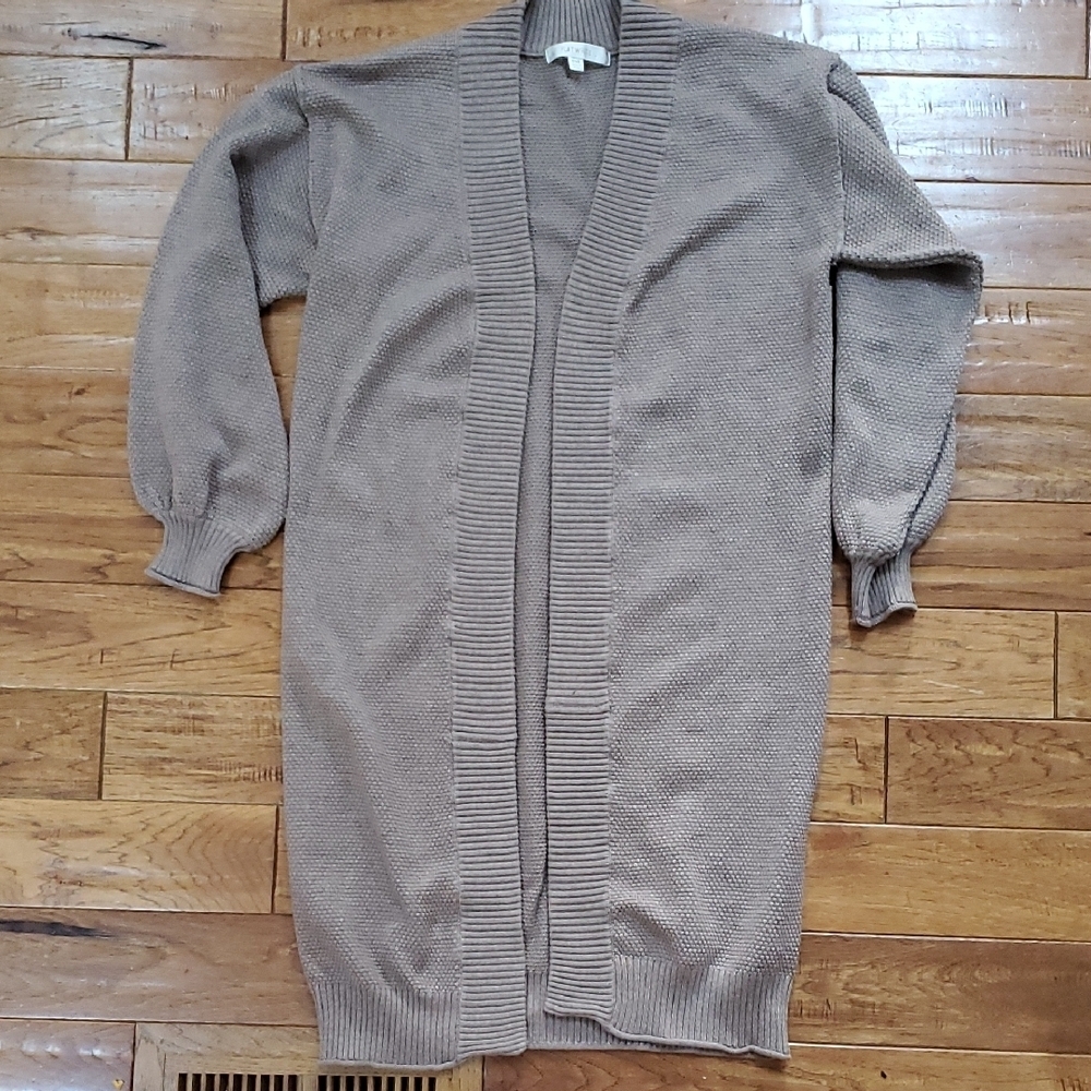 Anthropologie Flat White Livvy Waffle Knit Long Edition Cardigan